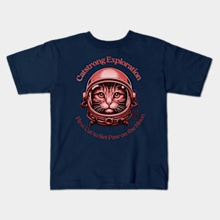 Catstrong Exploration - First Cat to Set Paw on the Moon - I Love cat - 3 Kids T-Shirt